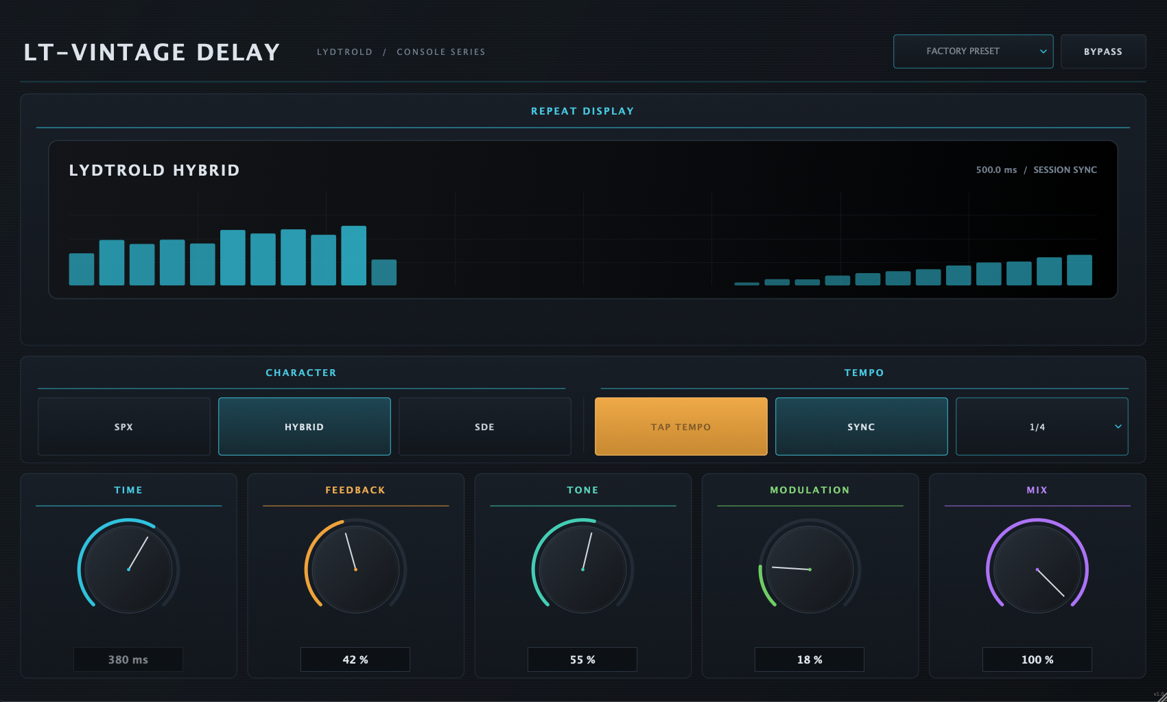 LT-Vintage Delay plugin interface