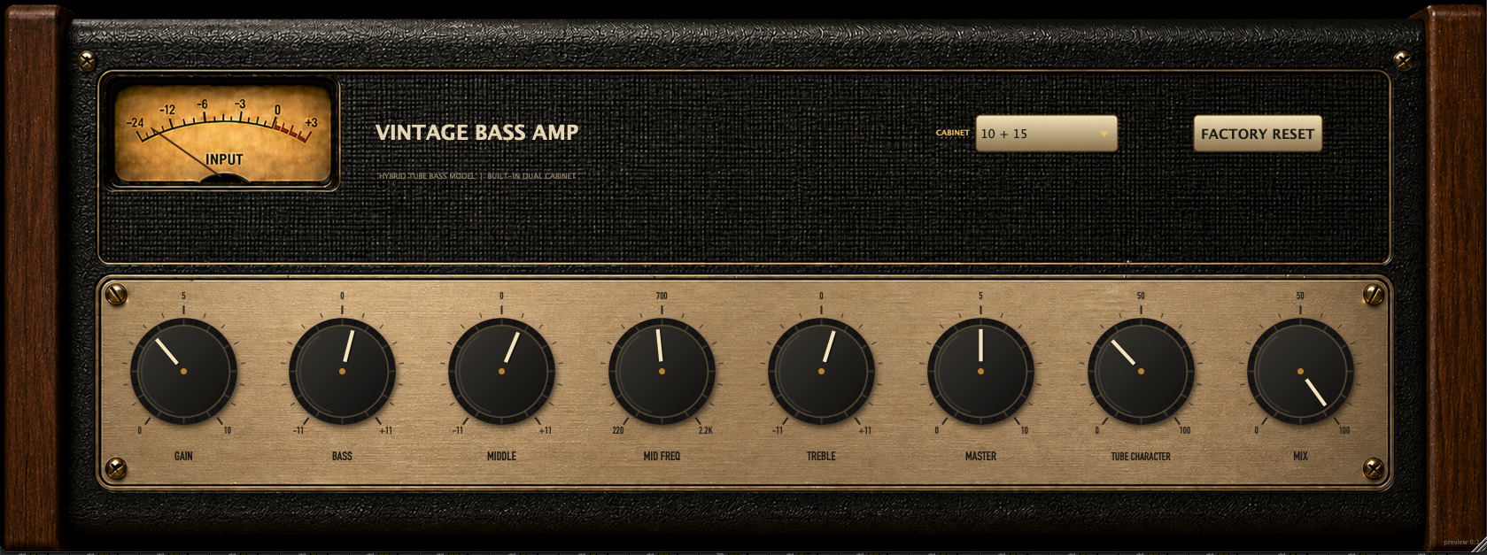 Vintage Bass Amp plugin interface