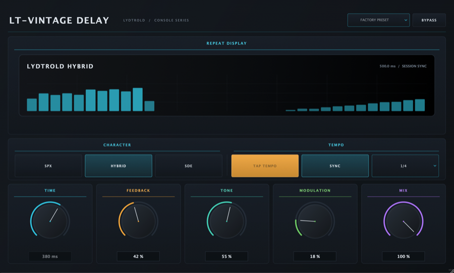 LT-Vintage Delay plugin interface