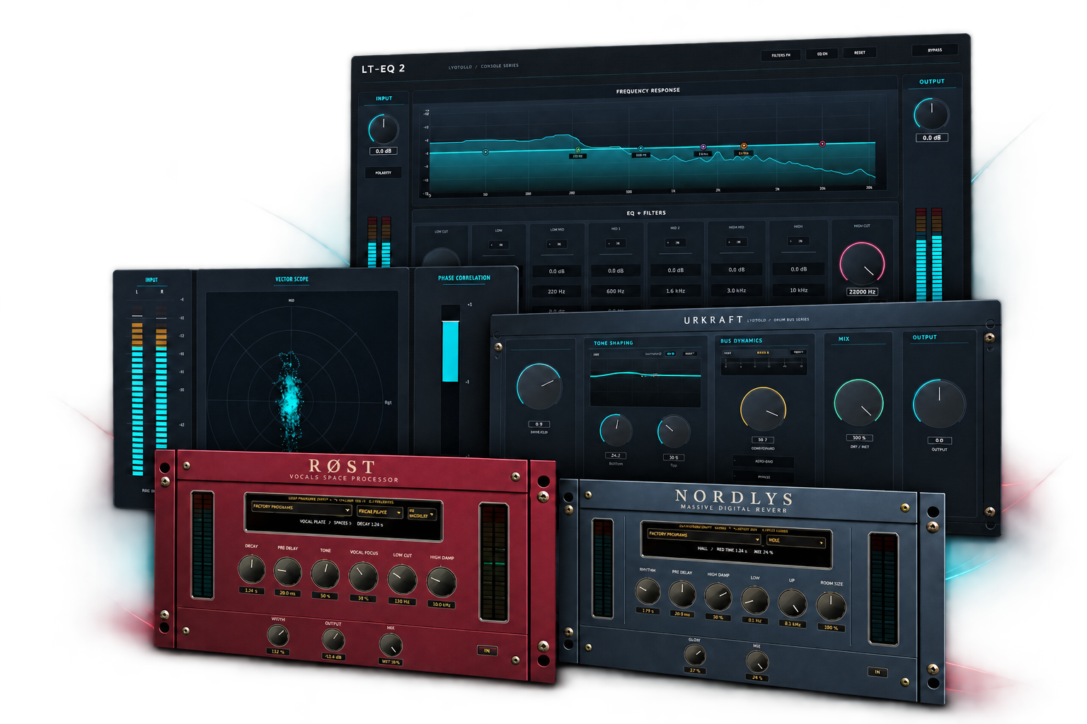 LT-EQ 2, LT-Scope, Urkraft, Røst and Nordlys AAX DSP plugin interfaces