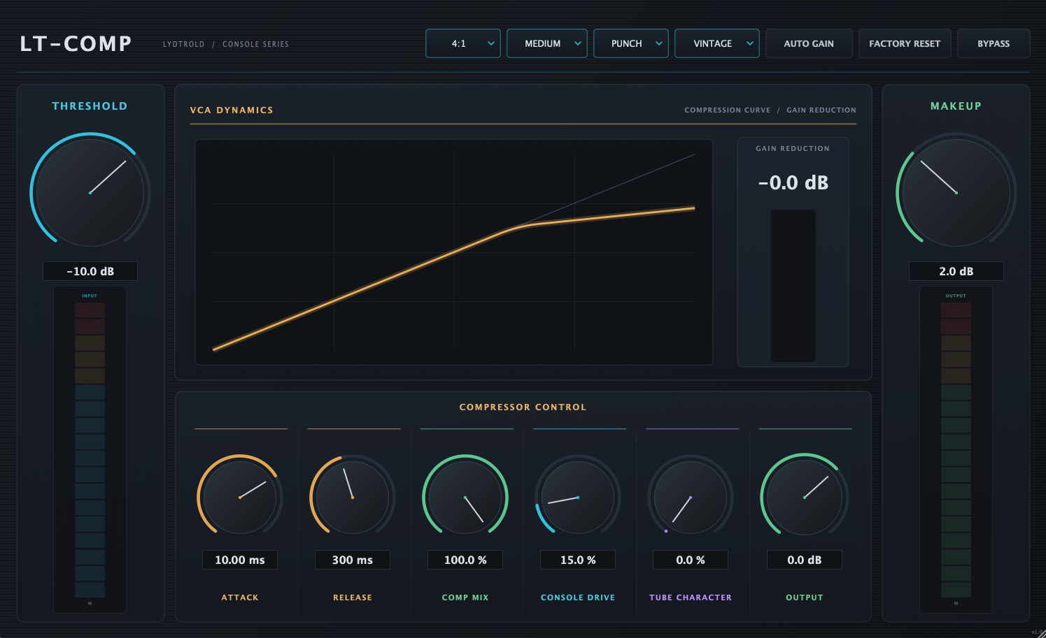 LT-Comp · VCA Dynamics plugin interface